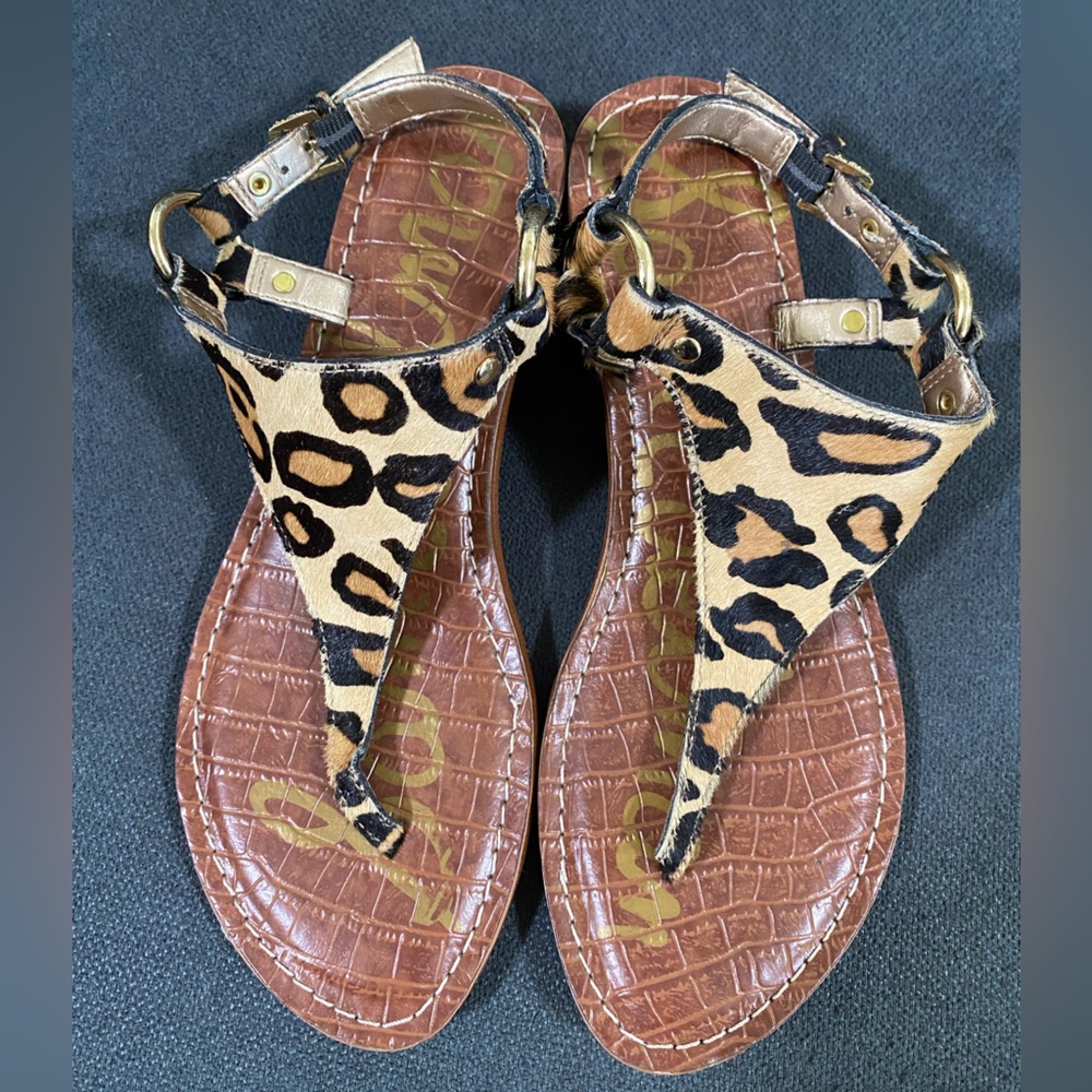 Sam Edelman Jude Leopard Print Calf Hair Thong Sandal - Picture 9 of 16